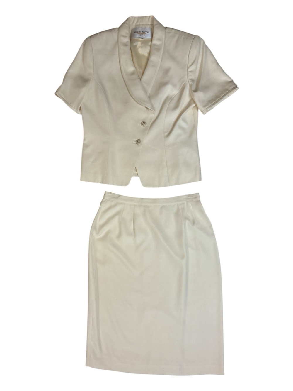 ⭐️ Albert Nipon Suits - Vintage Ivory Two-Piece Skirt Set- size 10